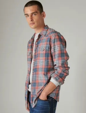 Lucky Brand Western Long Sleeve Shirt Indigo Plaid Lucky Brand
