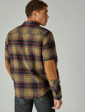Lucky Brand Wool Blend Utility Long Sleeve Over-Shirt Green Plaid Lucky Brand