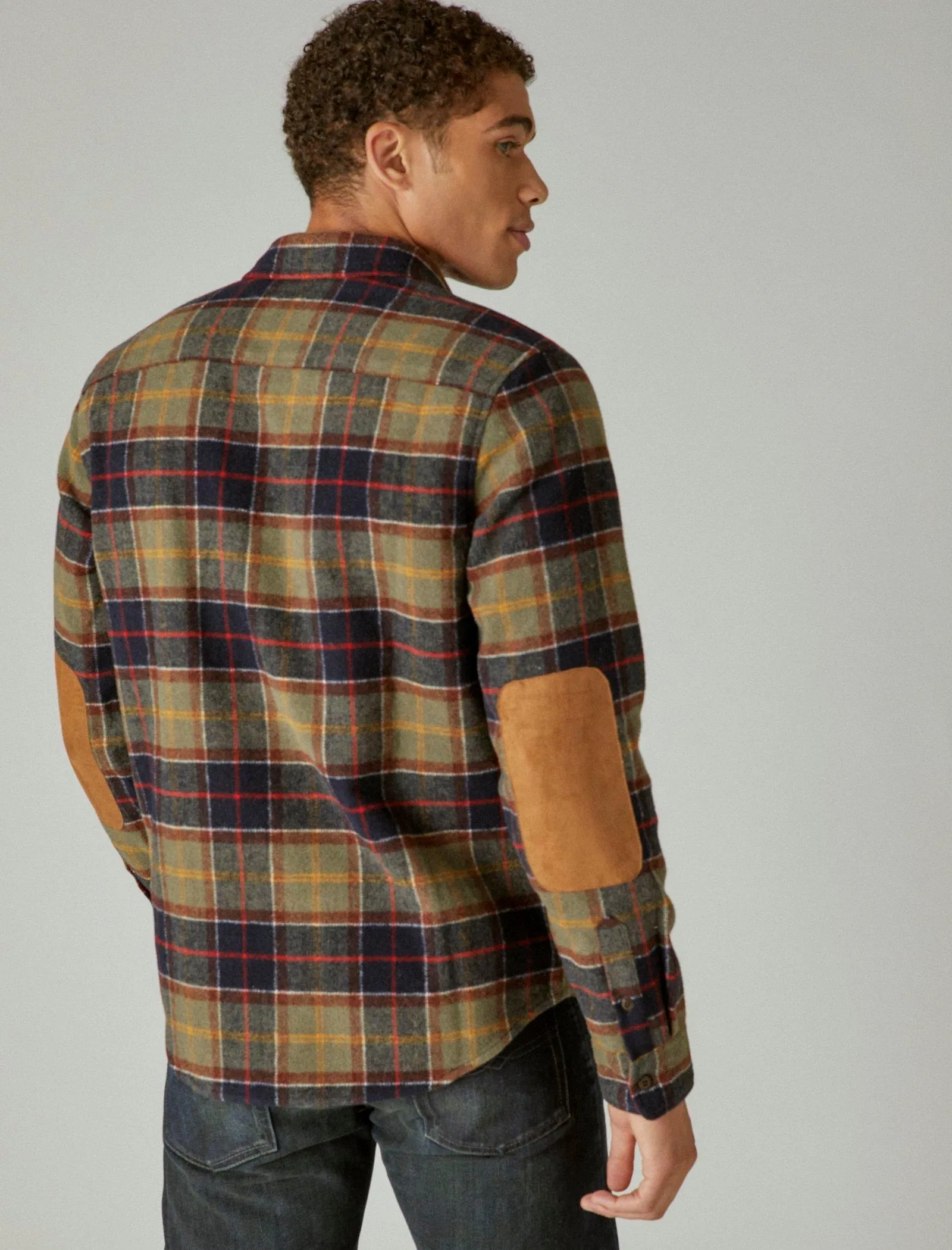 Lucky Brand Wool Blend Utility Long Sleeve Over-Shirt Green Plaid Lucky Brand