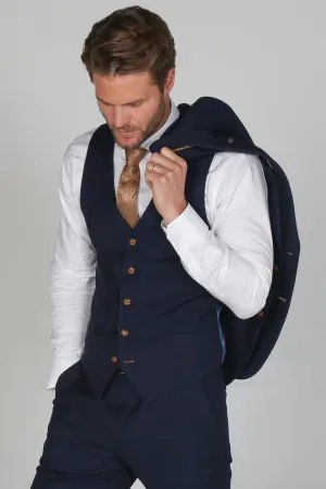 Mayfair Birdseye Navy Waistcoat Wedding Prom Attire