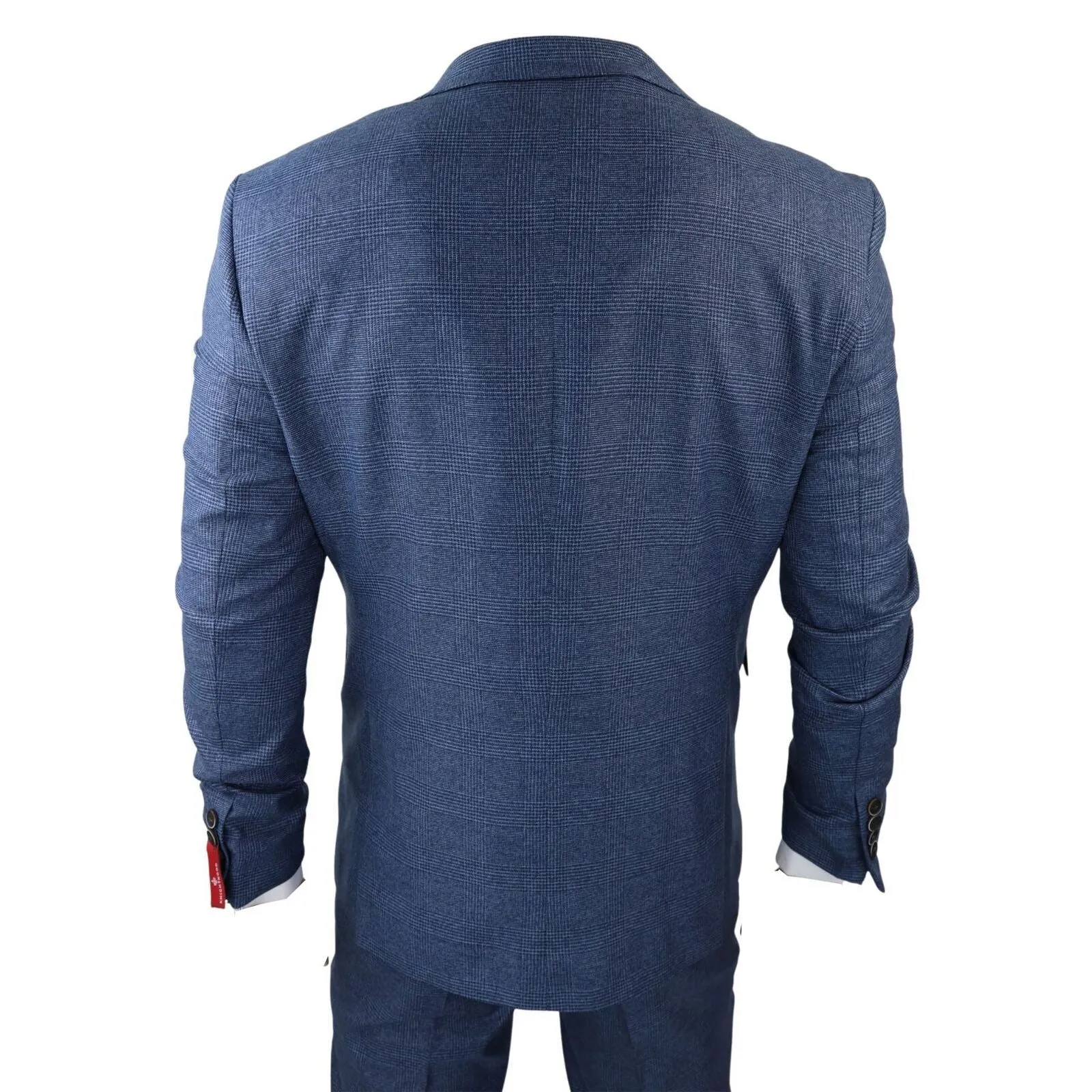 Men's 3 Piece Blue Prince Of Wales Check Suit