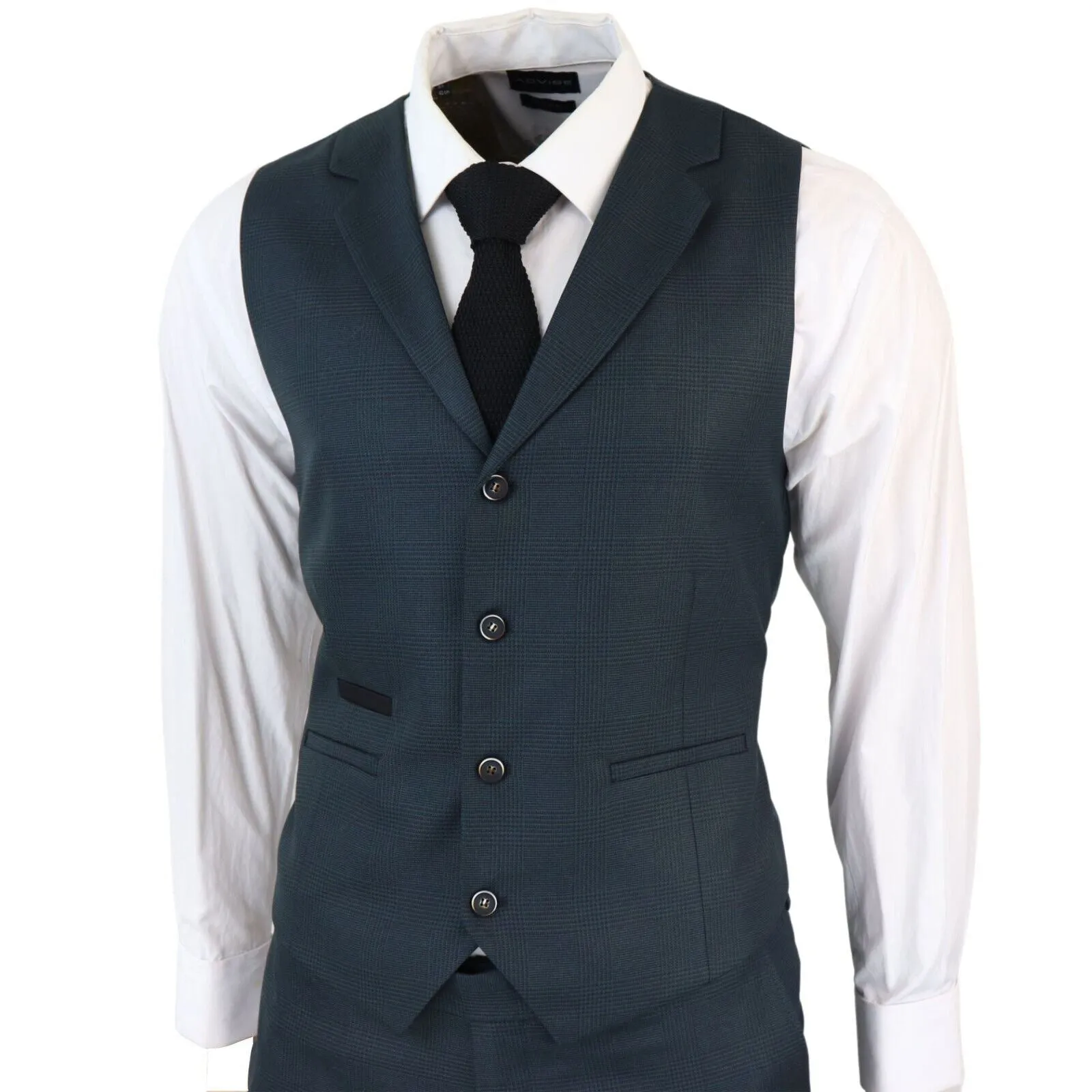 Men's 3 Piece Olive Prince Of Wales Check Suit