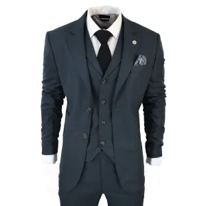 Men's 3 Piece Olive Prince Of Wales Check Suit