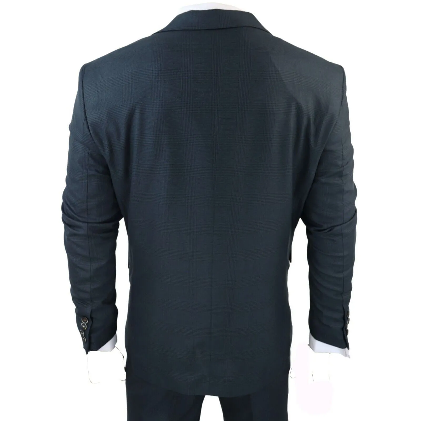 Men's 3 Piece Olive Prince Of Wales Check Suit