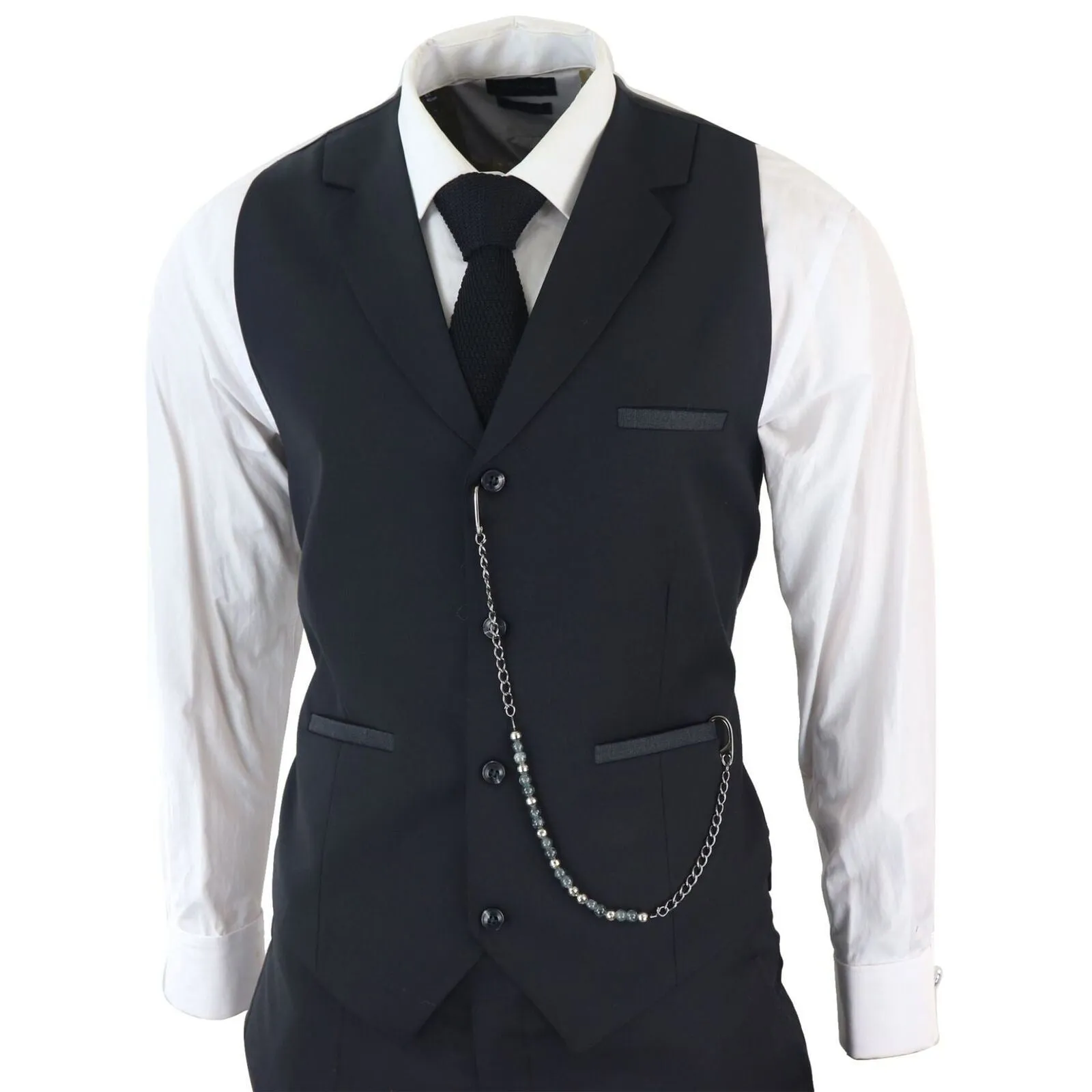 Men's Classic 3-Piece Plain Black Suit