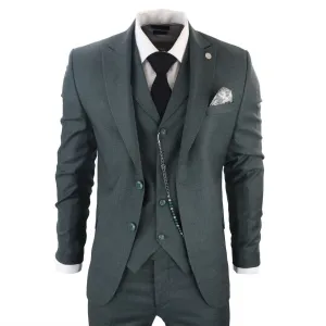 Men's Classic 3-Piece Plain Green Suit