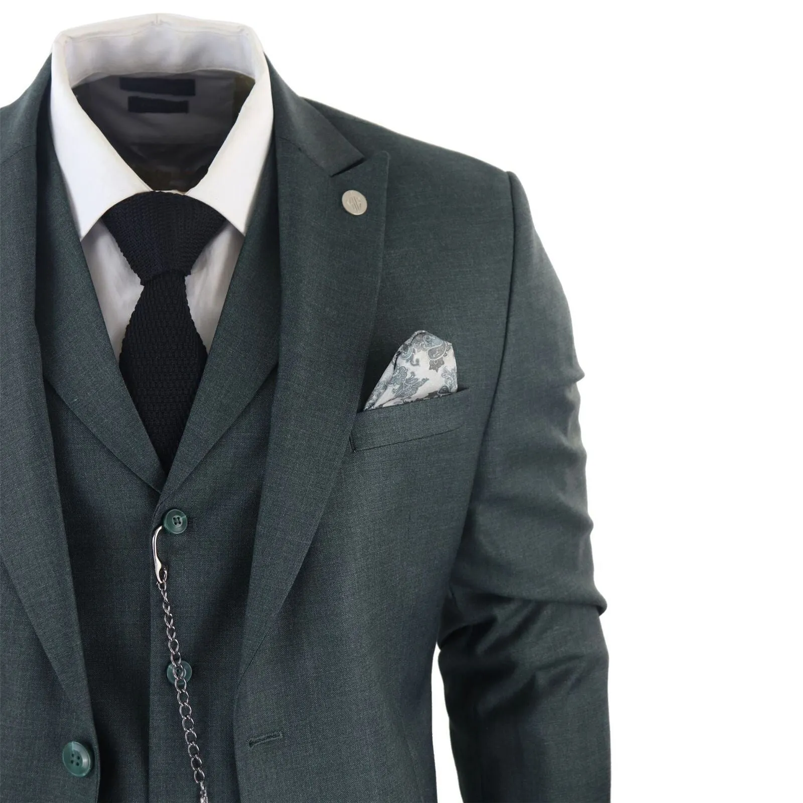 Men's Classic 3-Piece Plain Green Suit