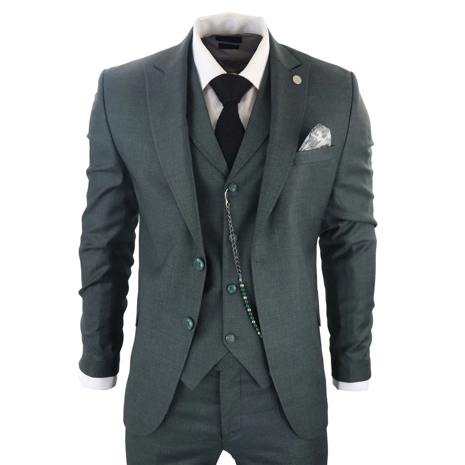 Men's Classic 3-Piece Plain Green Suit