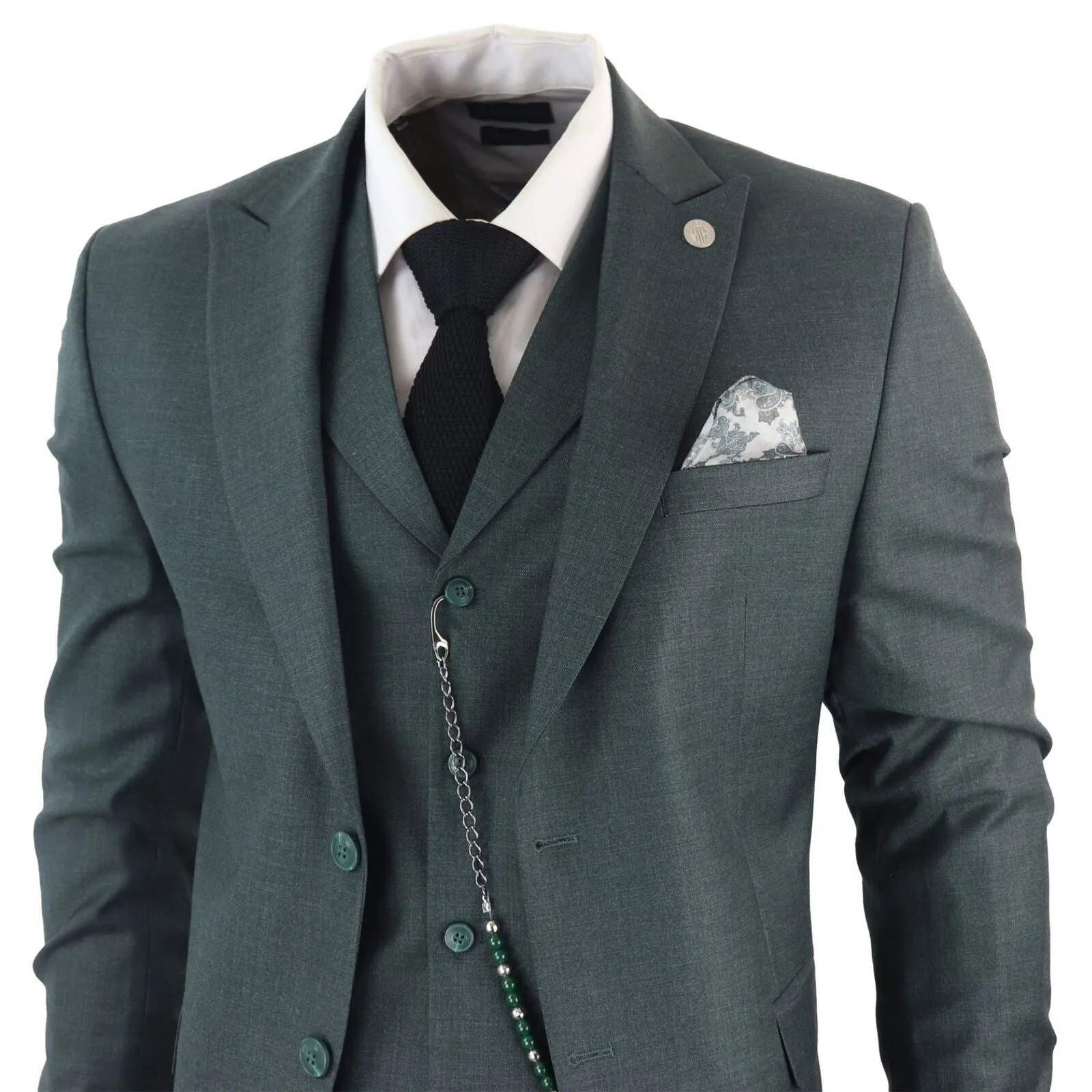 Men's Classic 3-Piece Plain Green Suit
