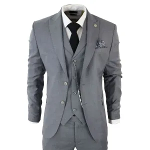 Men's Classic 3-Piece Plain Grey Suit