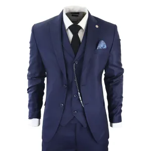 Men's Classic 3-Piece Plain Navy Suit