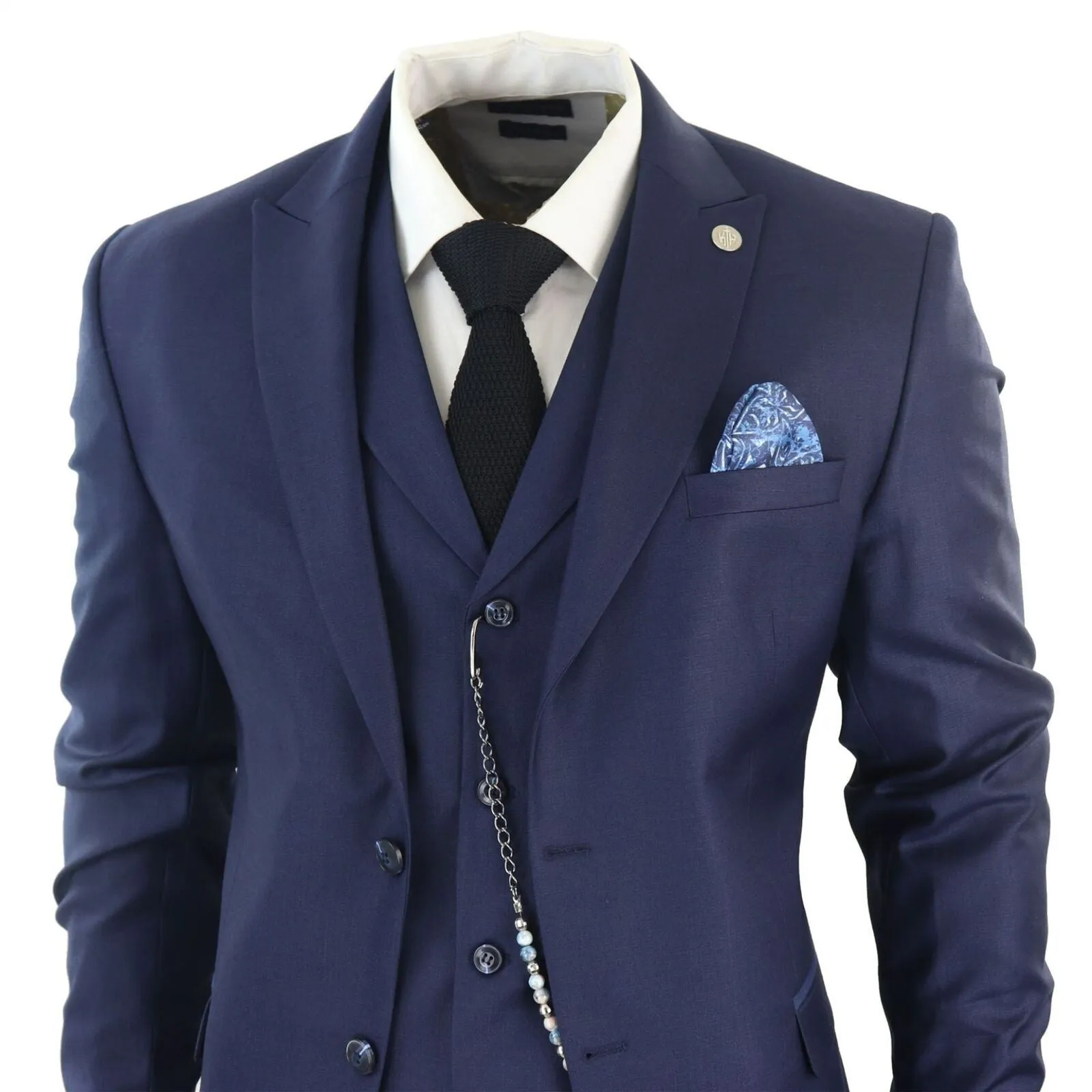 Men's Classic 3-Piece Plain Navy Suit