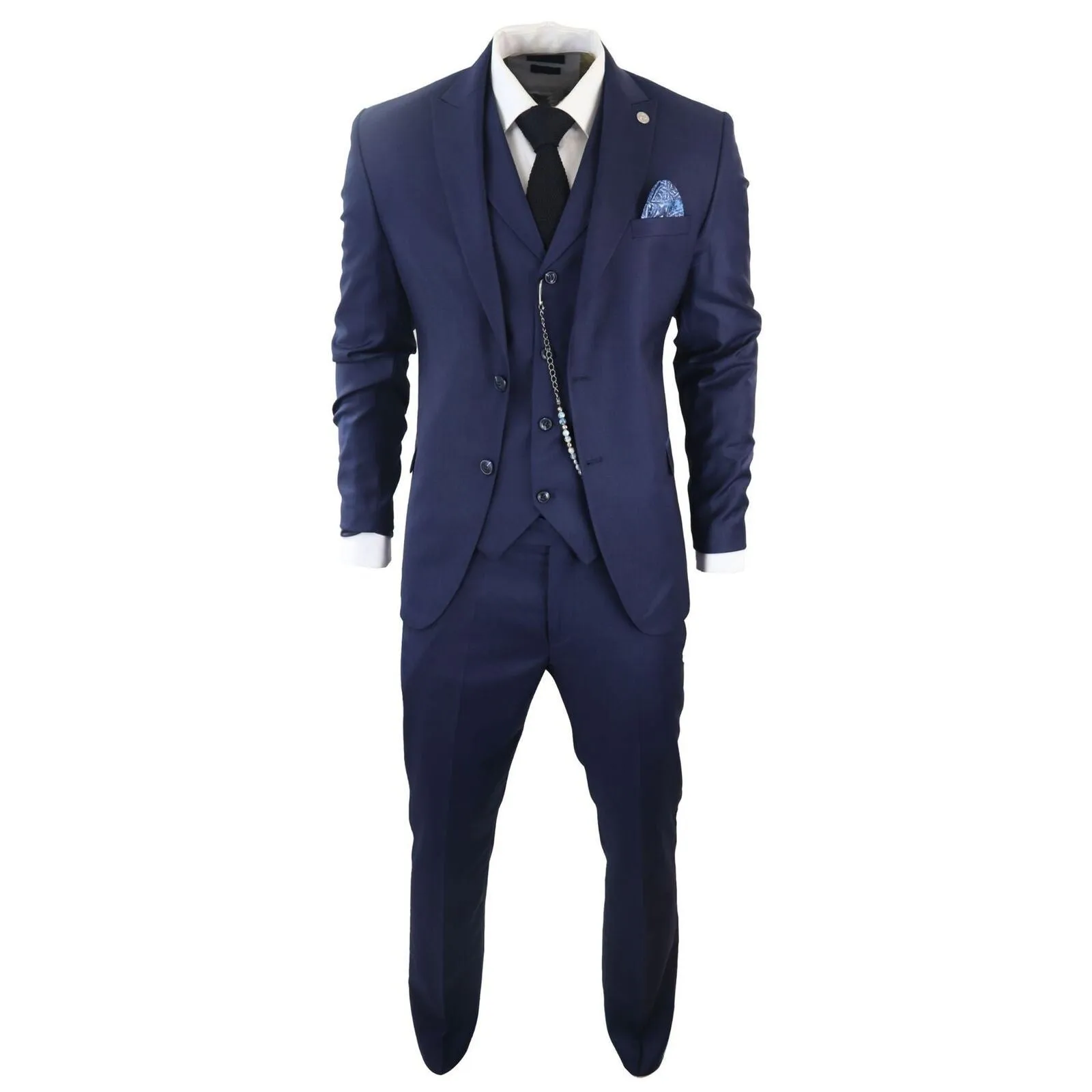 Men's Classic 3-Piece Plain Navy Suit