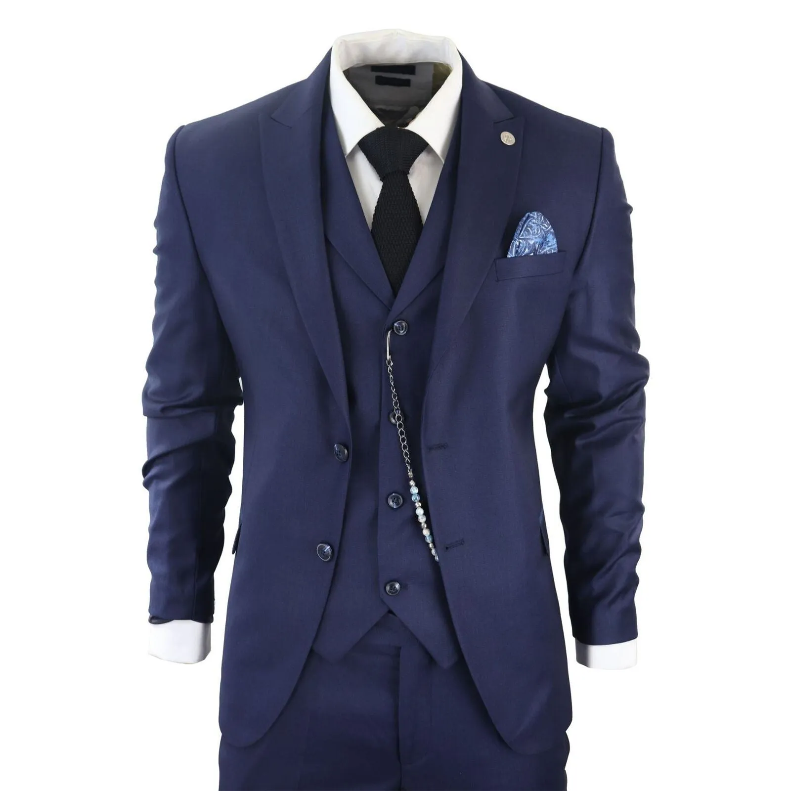 Men's Classic 3-Piece Plain Navy Suit