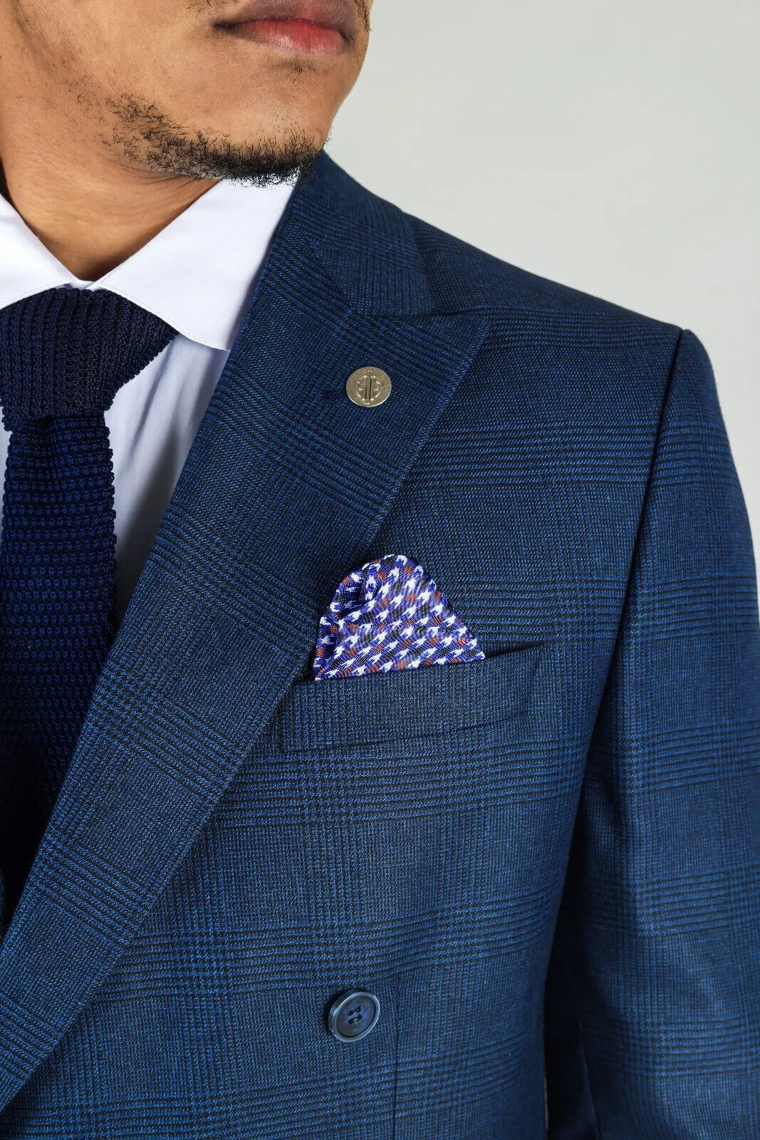 Men's Classic Blue Double Breasted 2-Piece Suit