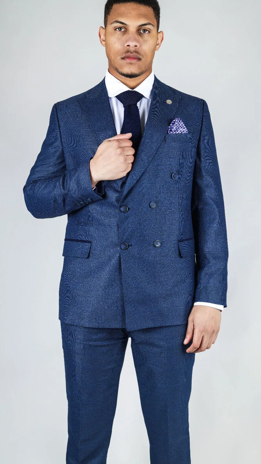 Men's Classic Blue Double Breasted 2-Piece Suit