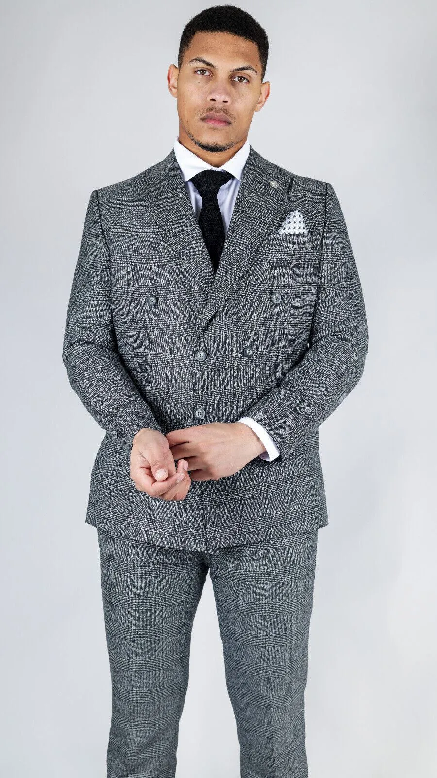 Men's Classic Grey Double Breasted 2-Piece Suit