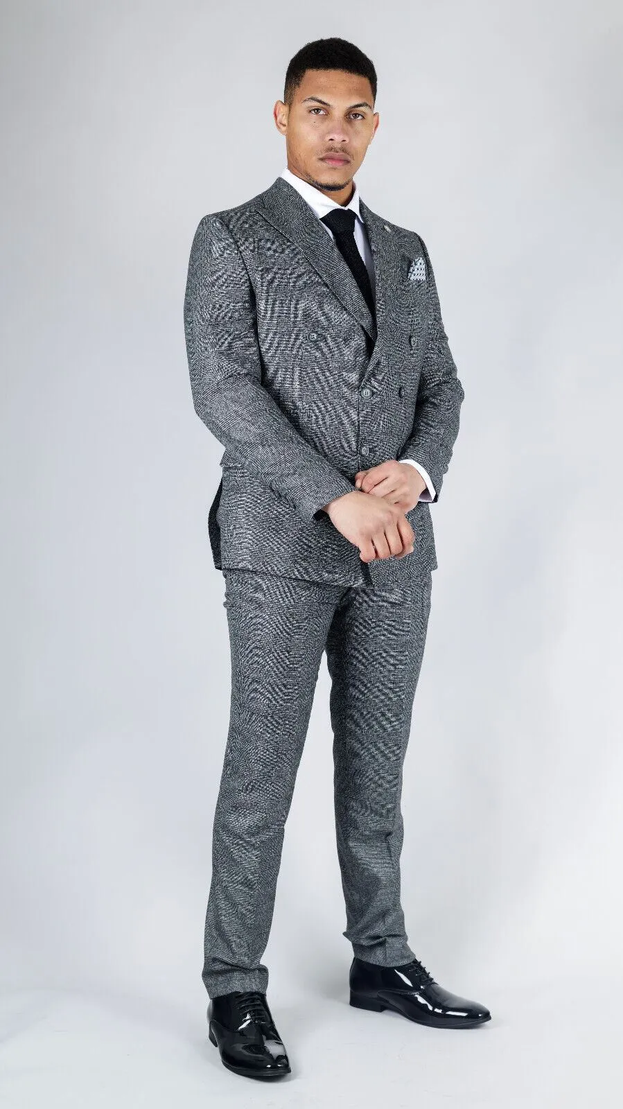 Men's Classic Grey Double Breasted 2-Piece Suit