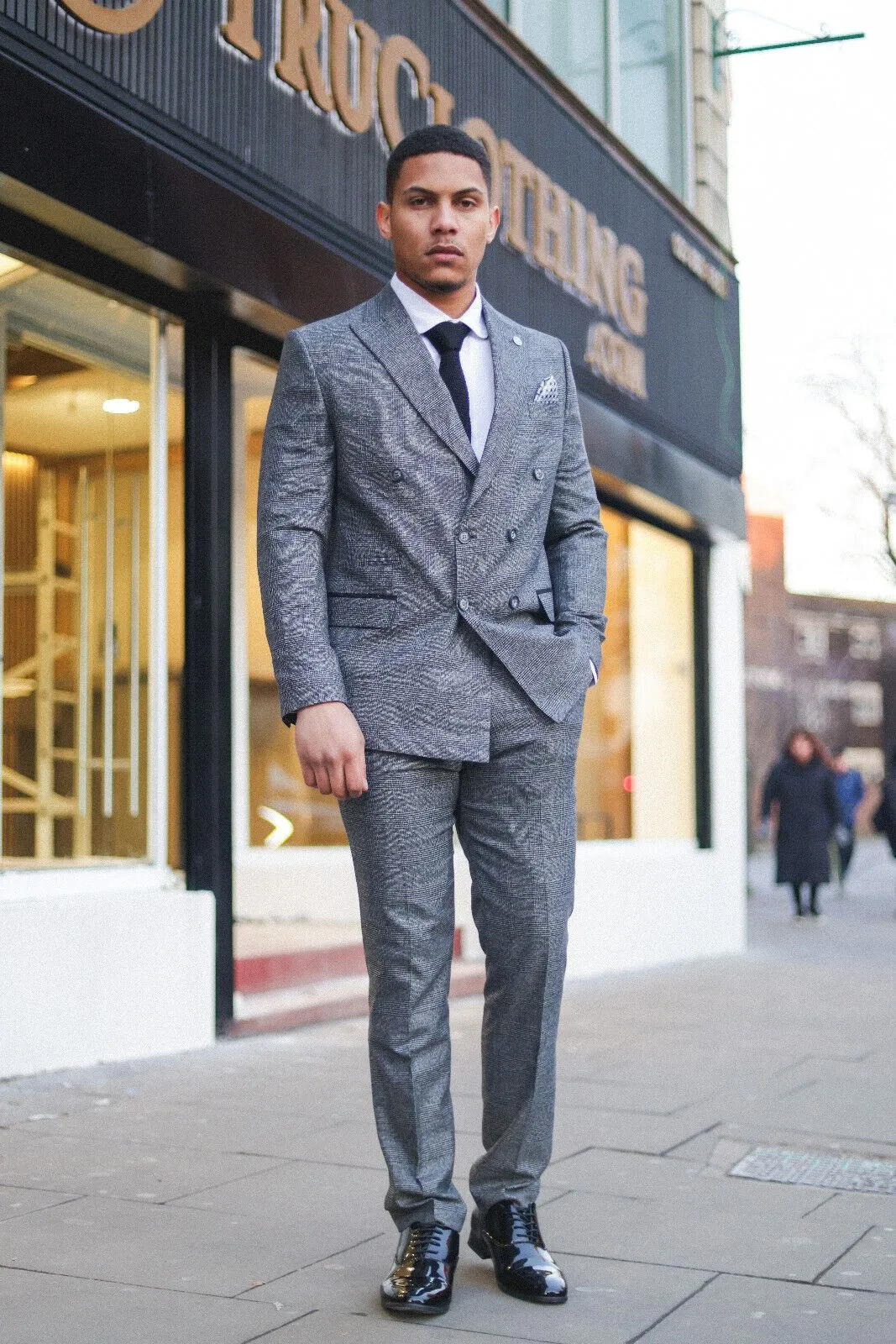 Men's Classic Grey Double Breasted 2-Piece Suit