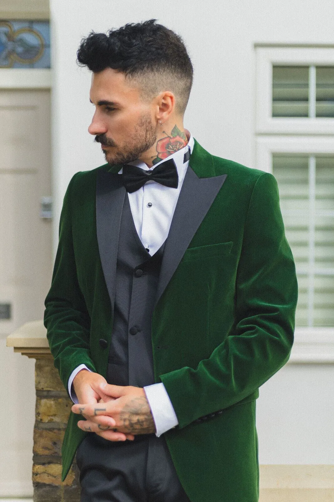 Mens Green Velvet Dinner Tuxedo Suit Jacket Blazer