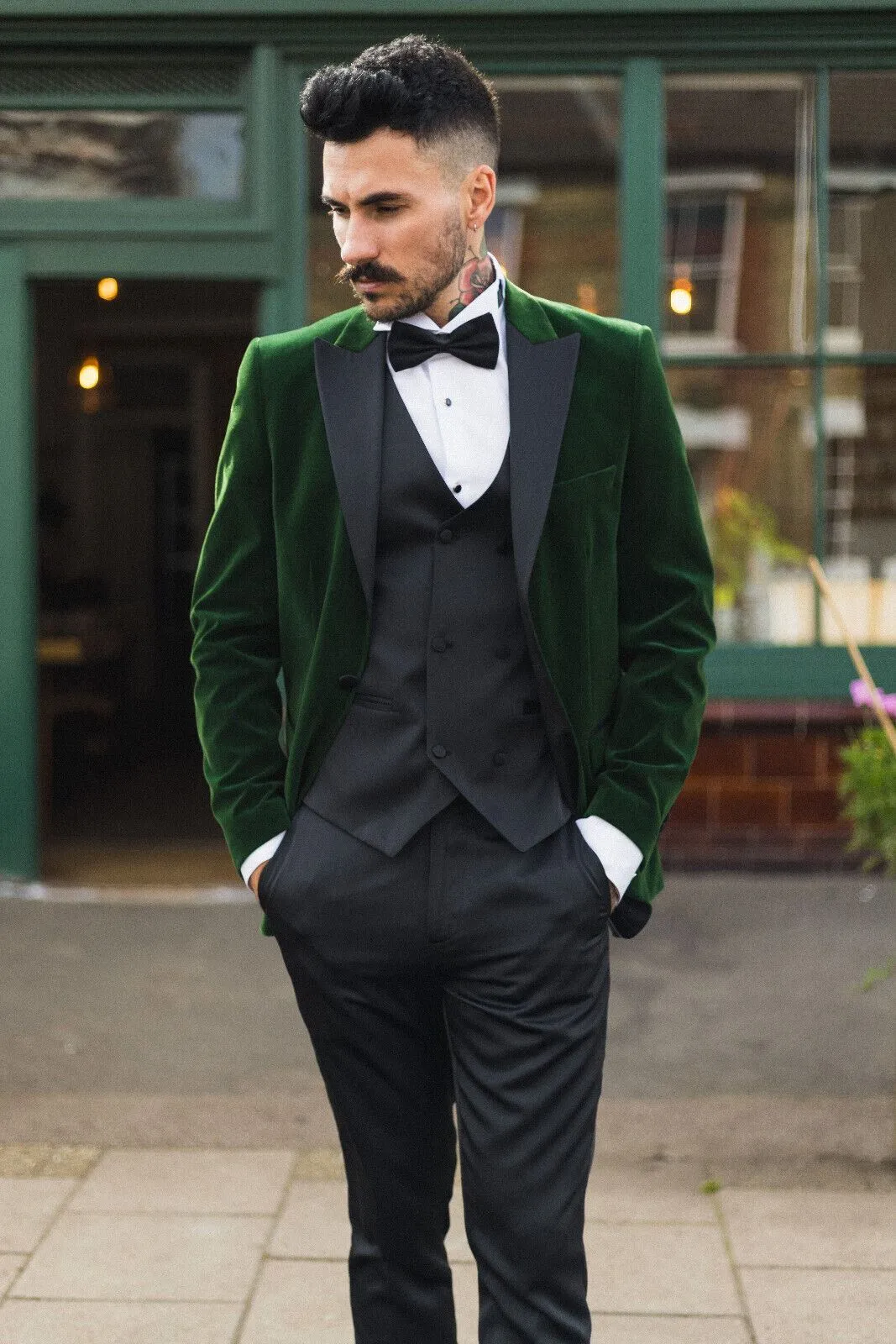 Mens Green Velvet Dinner Tuxedo Suit Jacket Blazer
