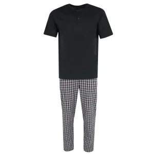 Men's Henley Short Sleeve and Plaid Pajama Pant Set