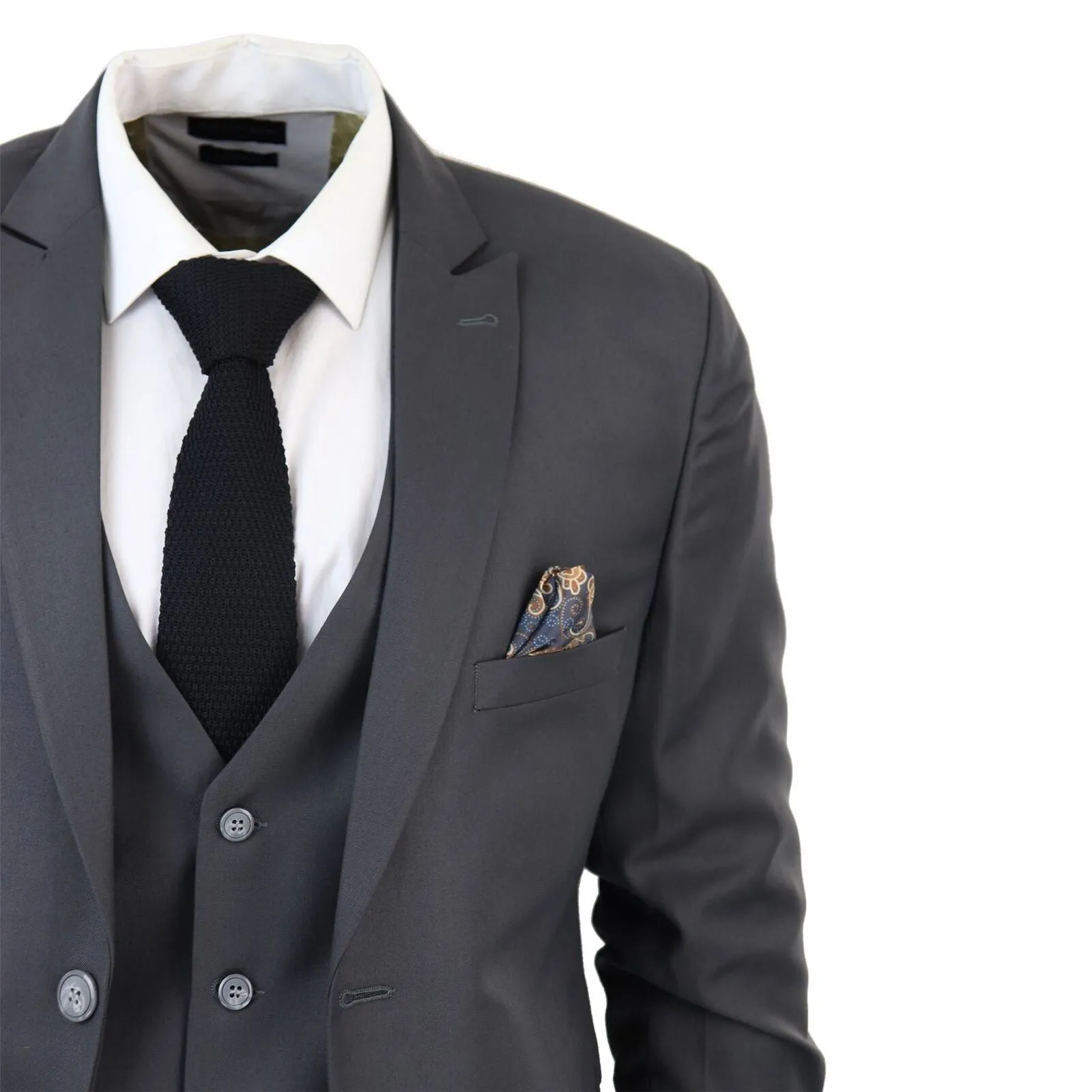 Mens IM1 Classic Plain Charcoal 3 Piece Suit