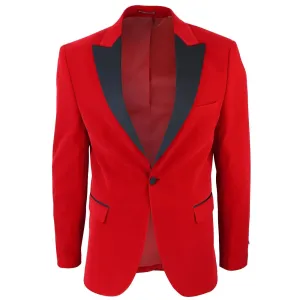 Mens Red Velvet Dinner Tuxedo Suit Jacket Blazer
