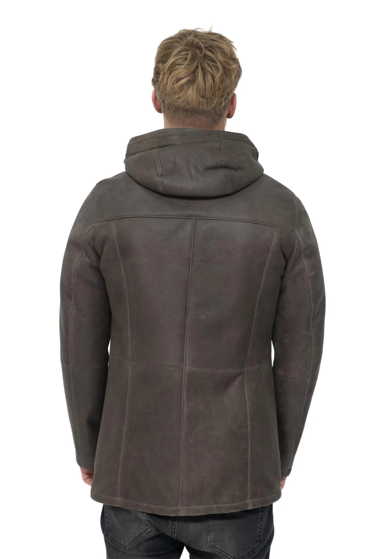 Mens Sheepskin Hooded Parka Coat-Leyland