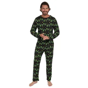 Mens Two Piece Cotton Loose Fit Pajamas Alien