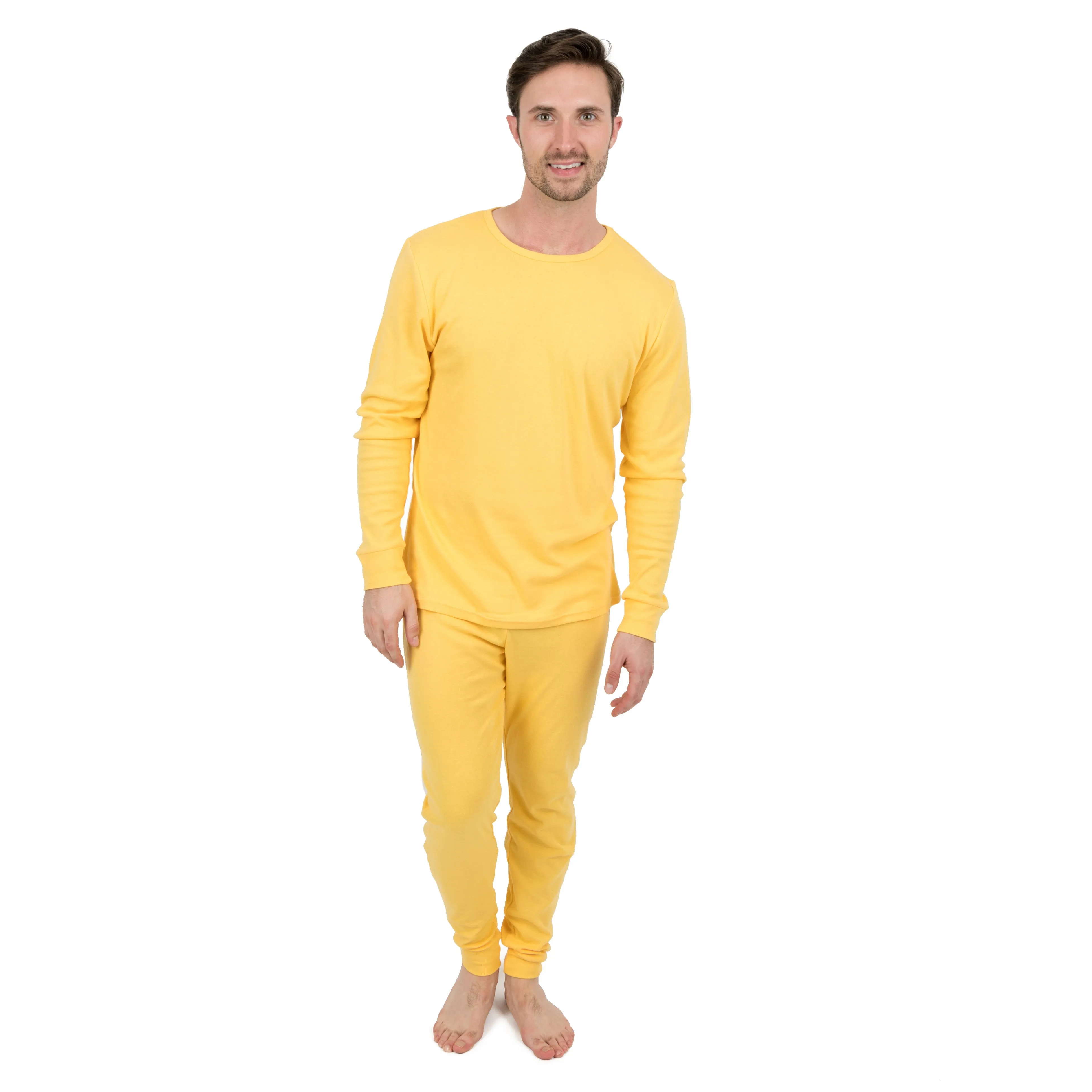 Mens Two Piece Cotton Pajamas Classic Solid Color
