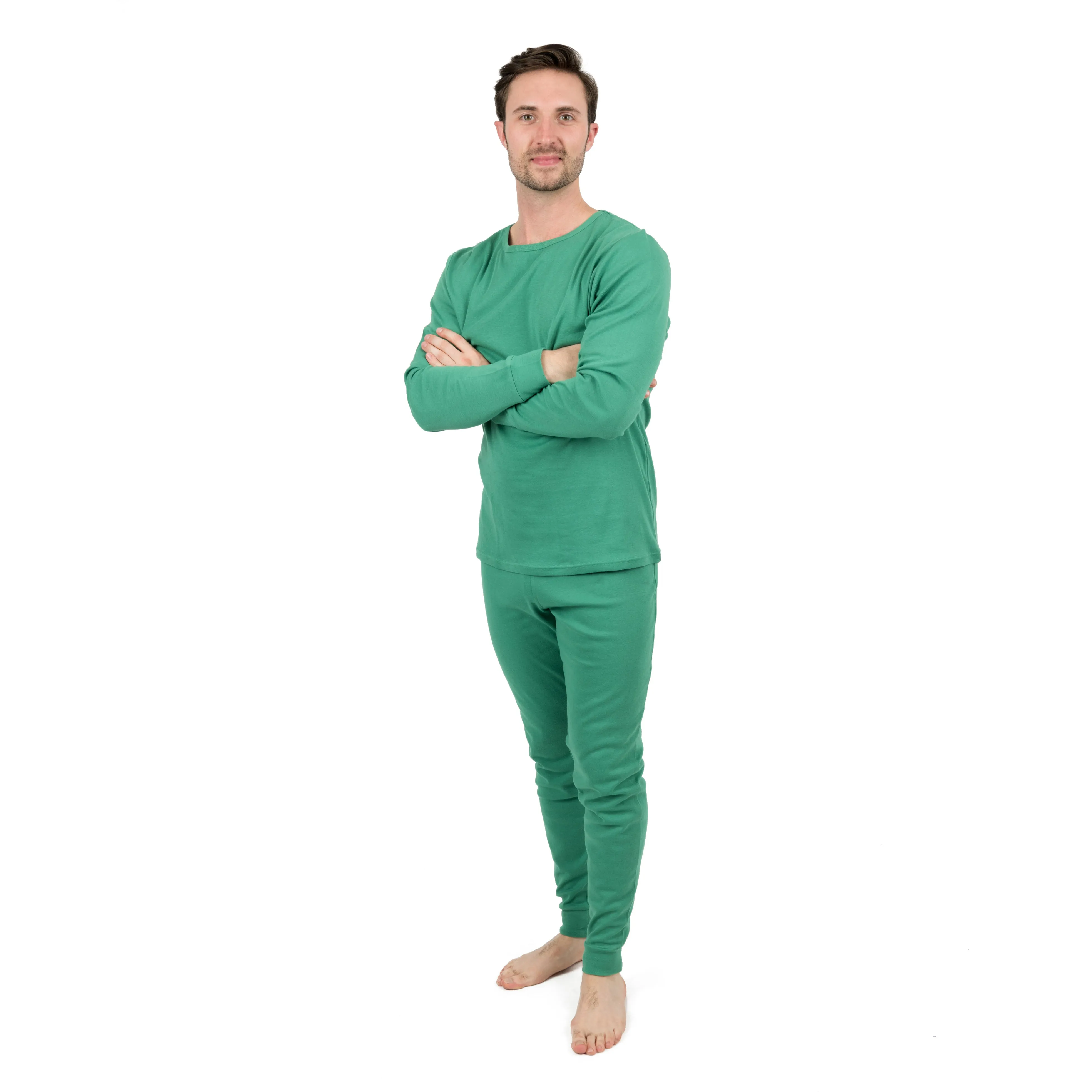 Mens Two Piece Cotton Pajamas Classic Solid Color