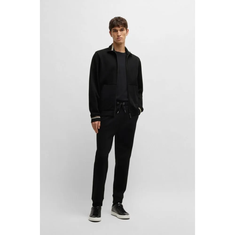 Mercerized-cotton tracksuit bottoms with stripe waistband
