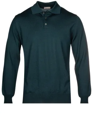 Merino Long Sleeve Polo Green