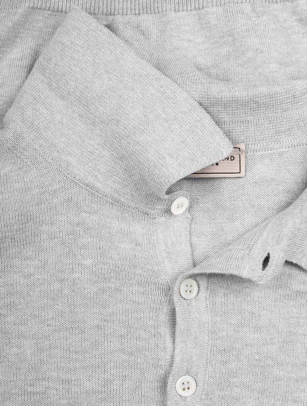 Merino Long Sleeve Polo Grey