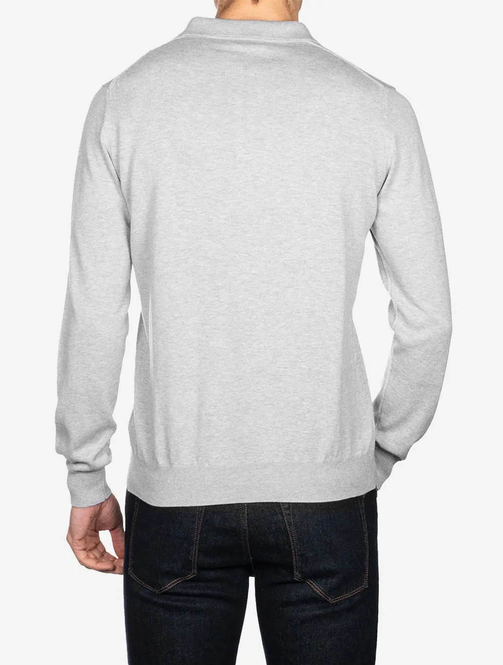 Merino Long Sleeve Polo Grey