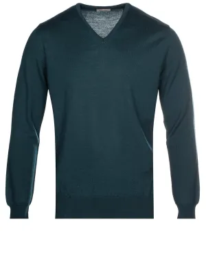 Merino V Neck Green