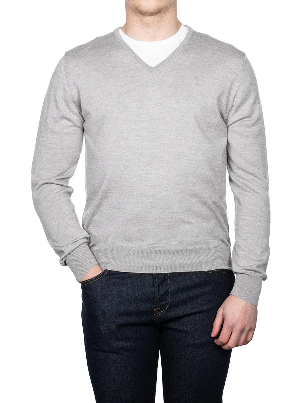 Merino V Neck Grey