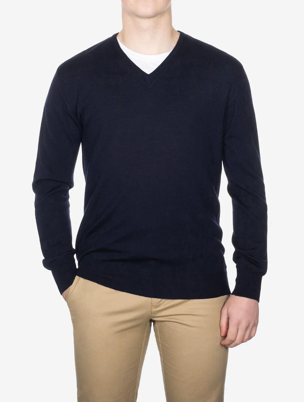 Merino V Neck Navy