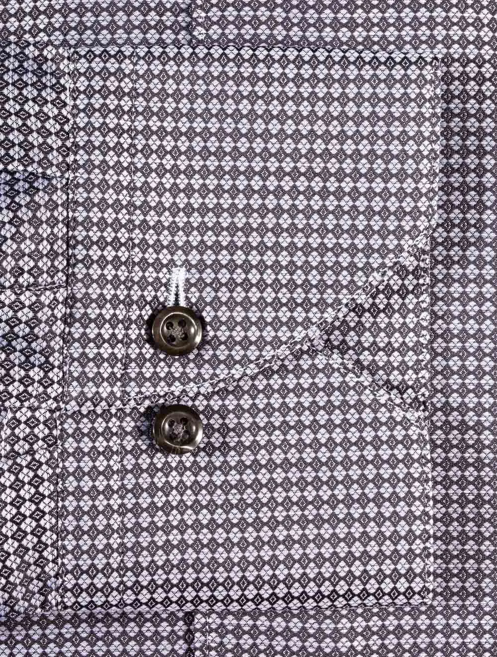 Micro Pattern Fitted Dress Shirt Grey