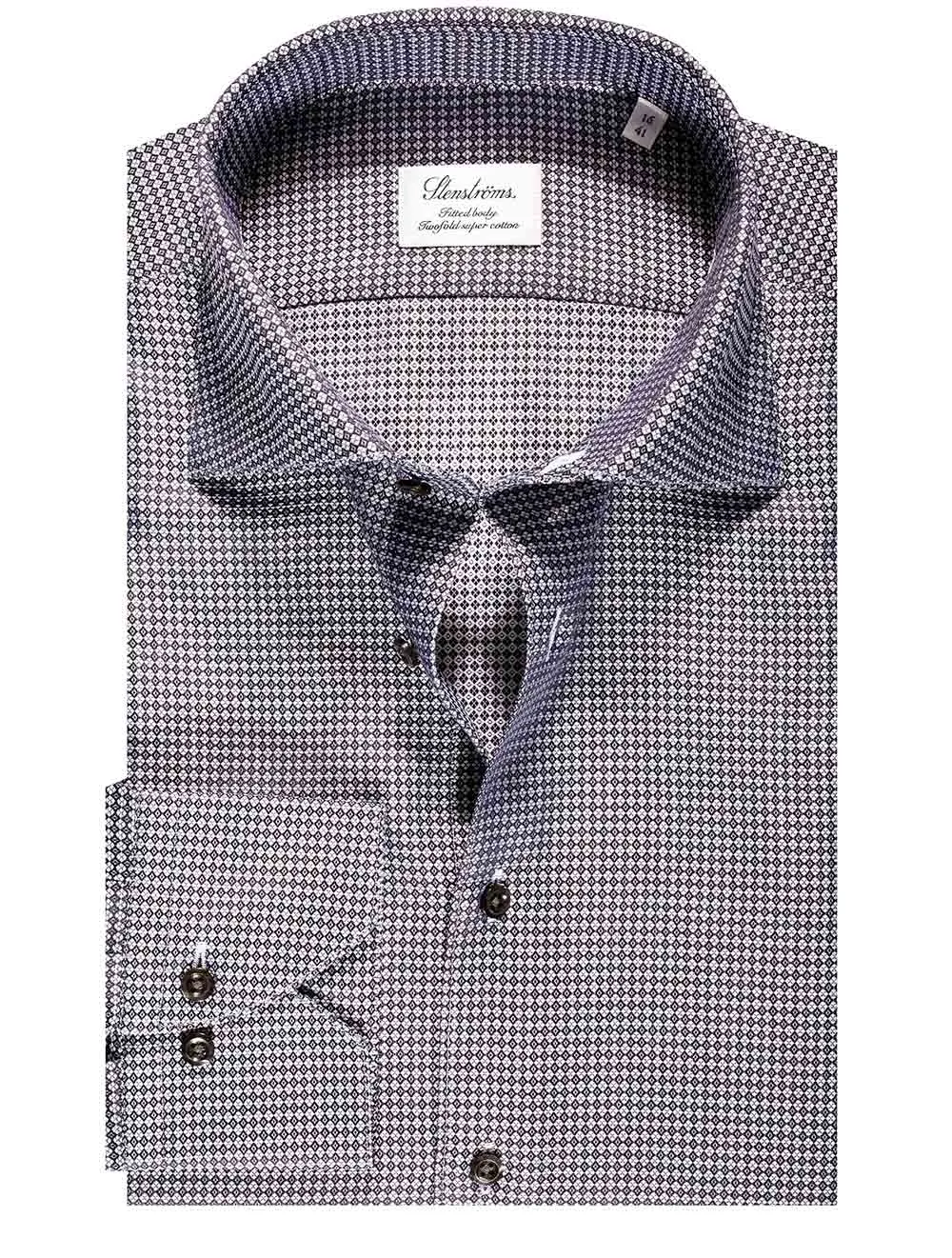 Micro Pattern Fitted Dress Shirt Grey