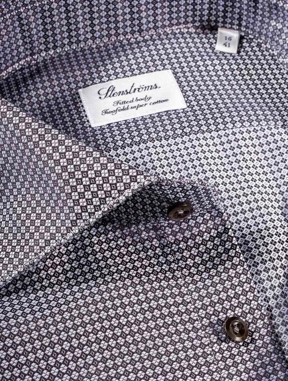 Micro Pattern Fitted Dress Shirt Grey