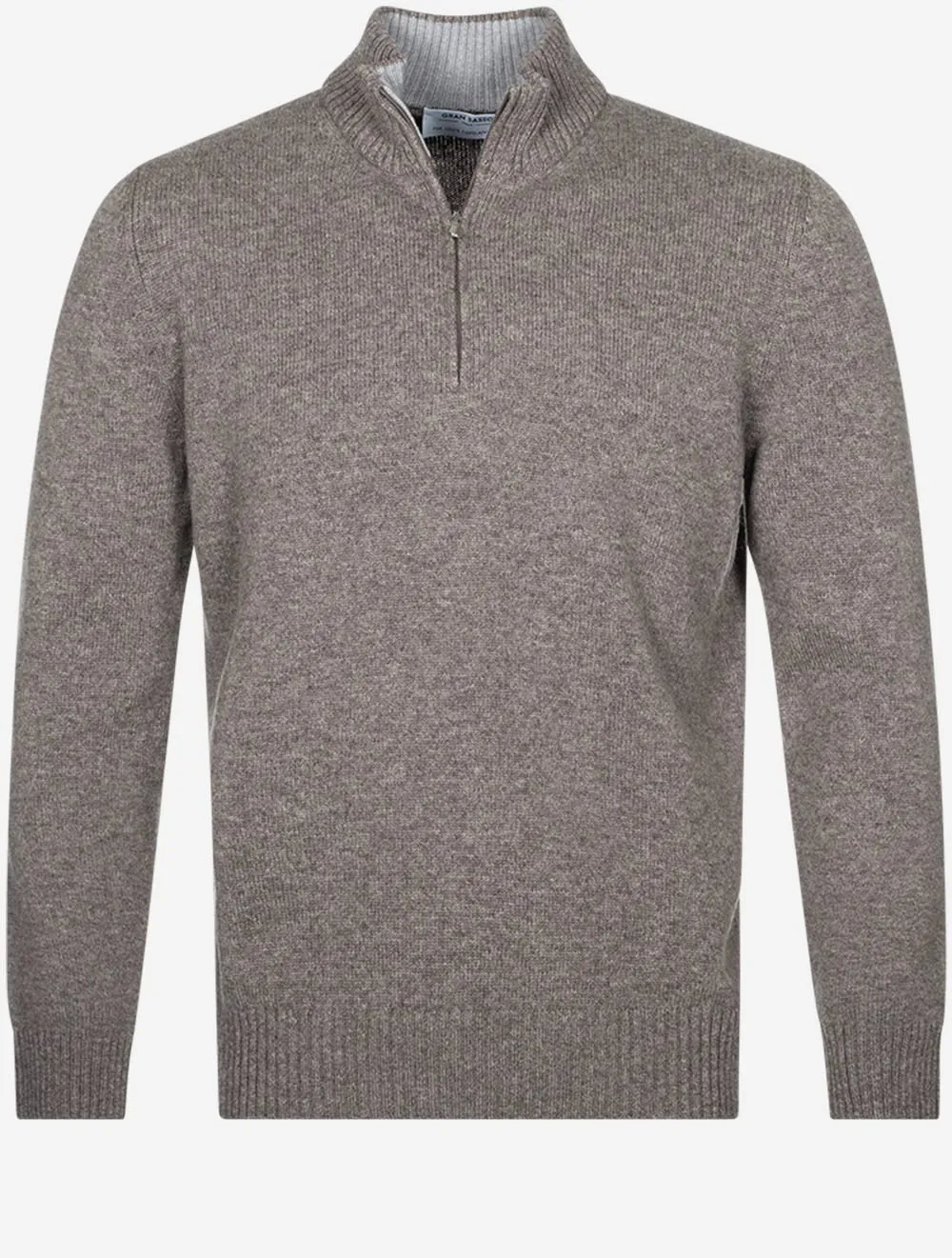 Mock Neck In A Wool And Cashmere Blend Light Brown