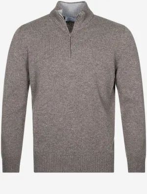 Mock Neck In A Wool And Cashmere Blend Light Brown