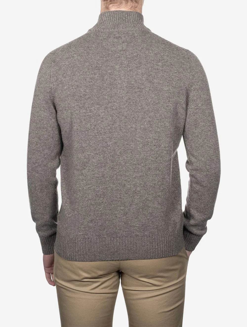 Mock Neck In A Wool And Cashmere Blend Light Brown