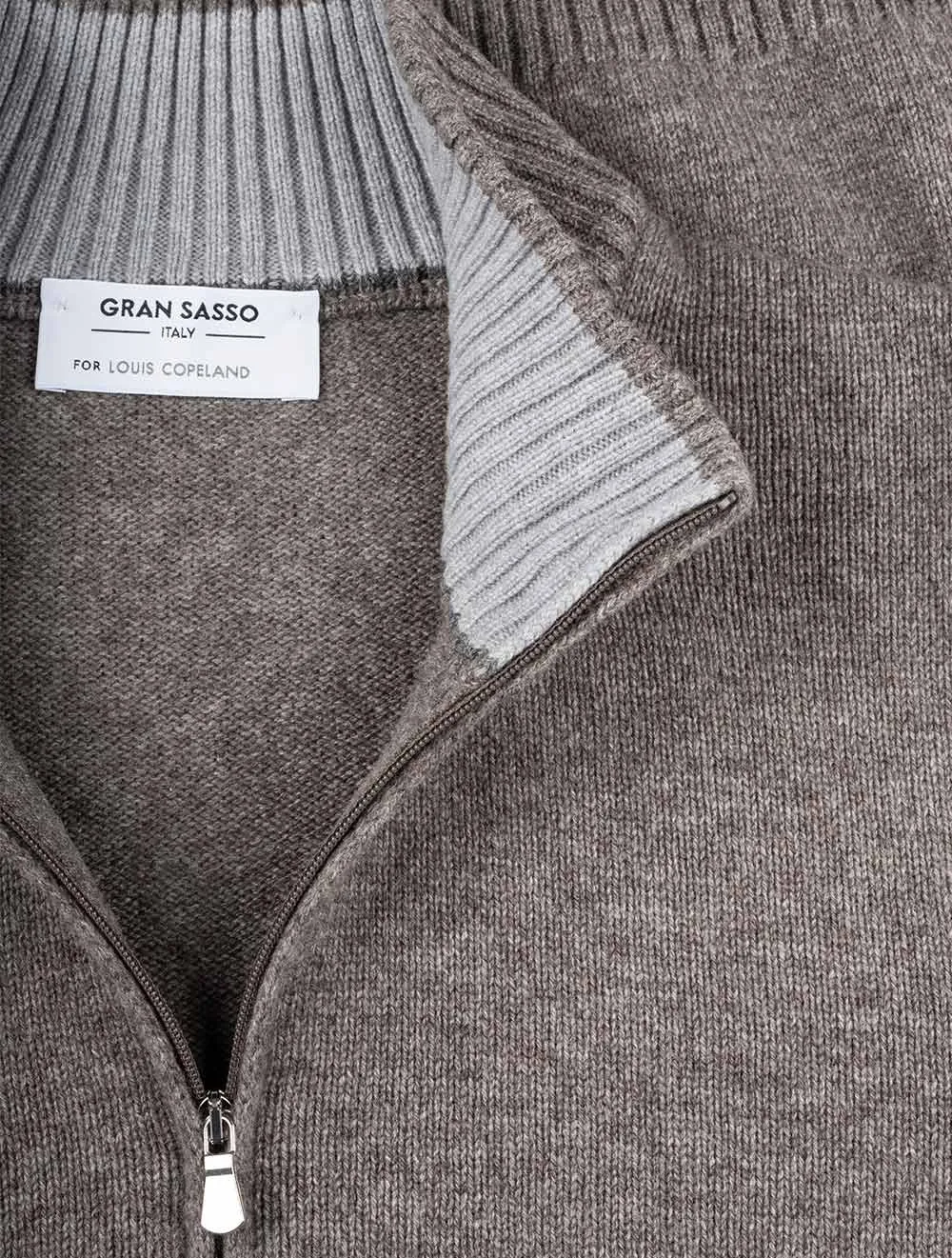 Mock Neck In A Wool And Cashmere Blend Light Brown