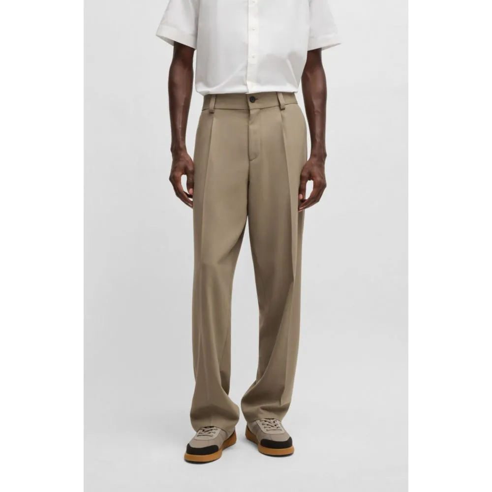 Modern-fit trousers in stretch twill with front crease