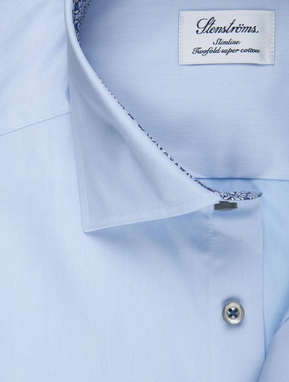 Mosaic Contrast Twill Slim Fit Shirt Blue