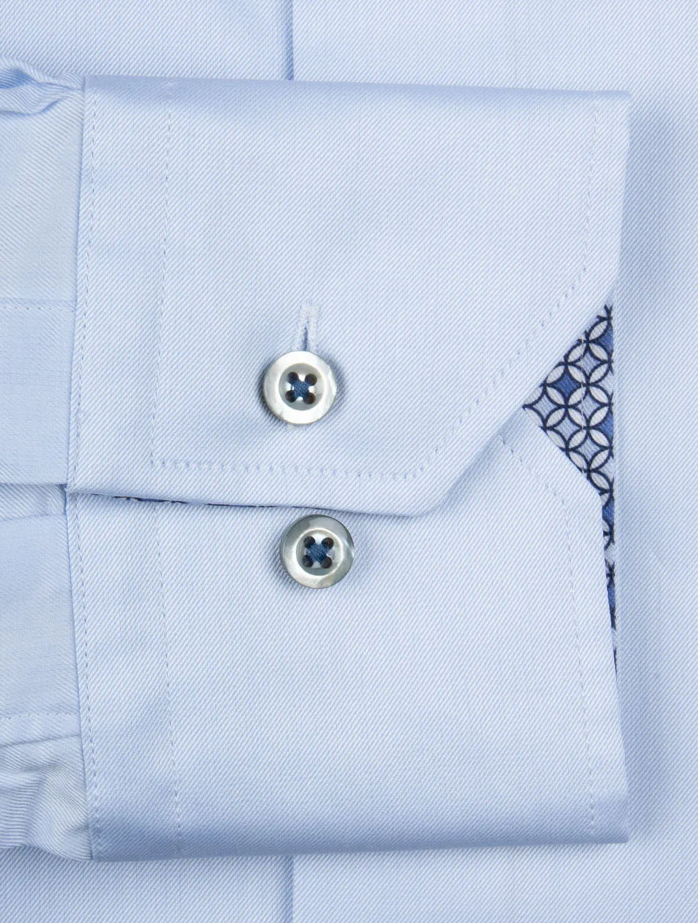 Mosaic Contrast Twill Slim Fit Shirt Blue