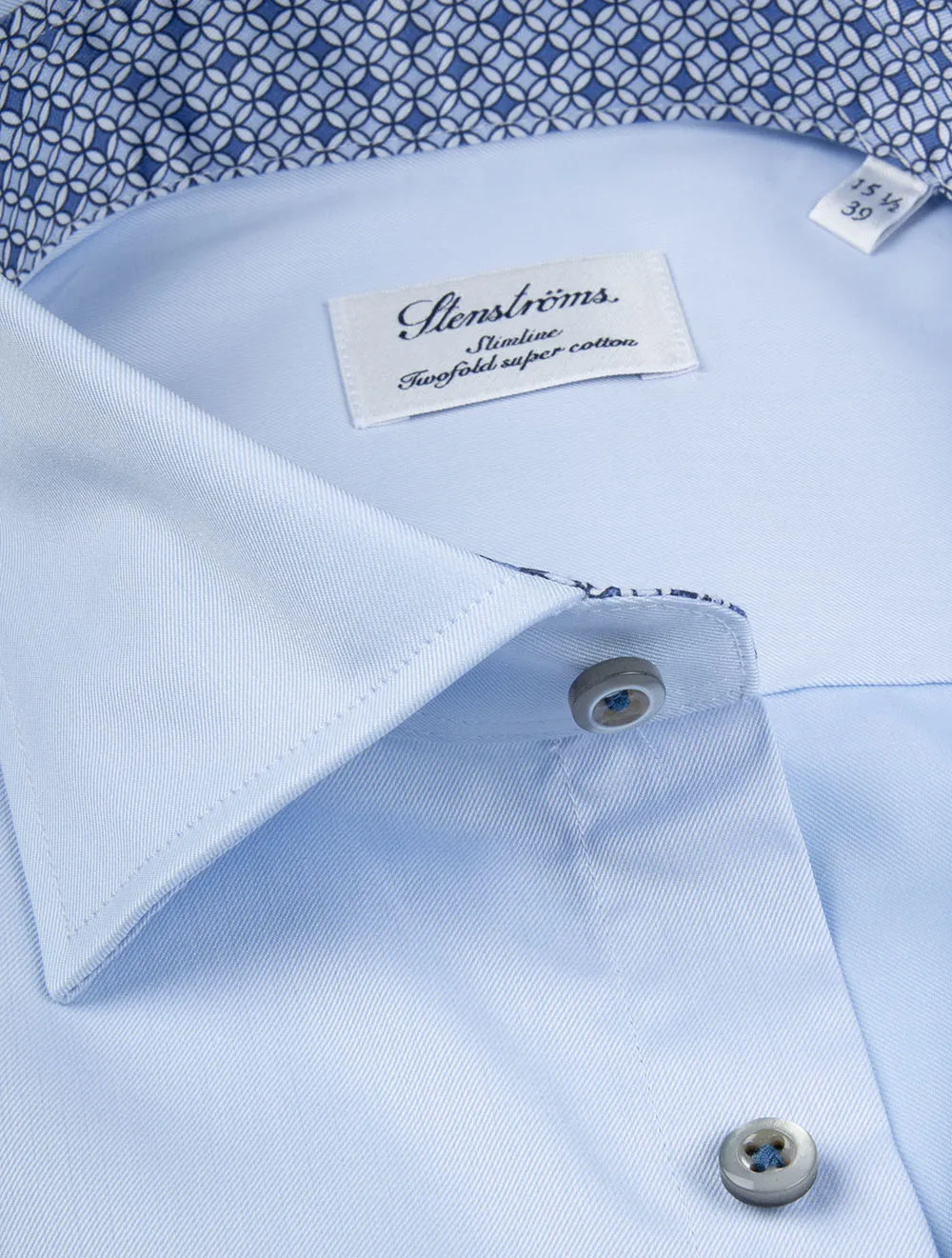 Mosaic Contrast Twill Slim Fit Shirt Blue